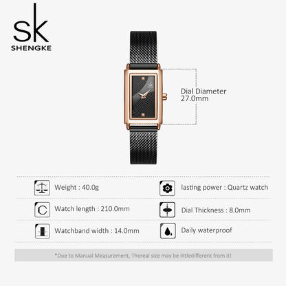 Shengke Women Watches Fashion Geneva Design Ladies Watch Luxury Brand Rectangle Quartz Wristwatches Luxury Gifts For Women Clock