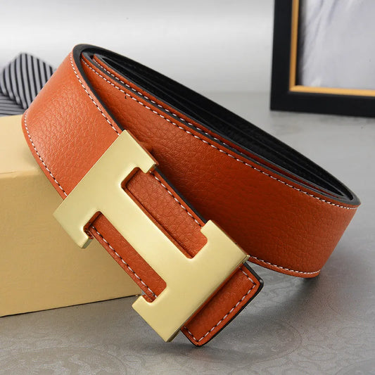 Width 3.8cm Famous Brand Belt Men Top Quality Genuine Luxury Leather Belts for Men Strap Metal Belt Fashion Women's Belt jeans