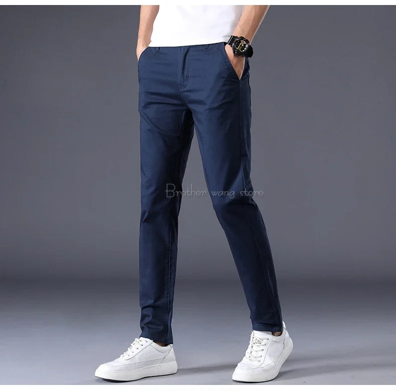 7 Colors Men's Classic Summer Thin Casual Pants Business Fashion Stretch Cotton Slim Solid Color Trousers Male Brand Clothes