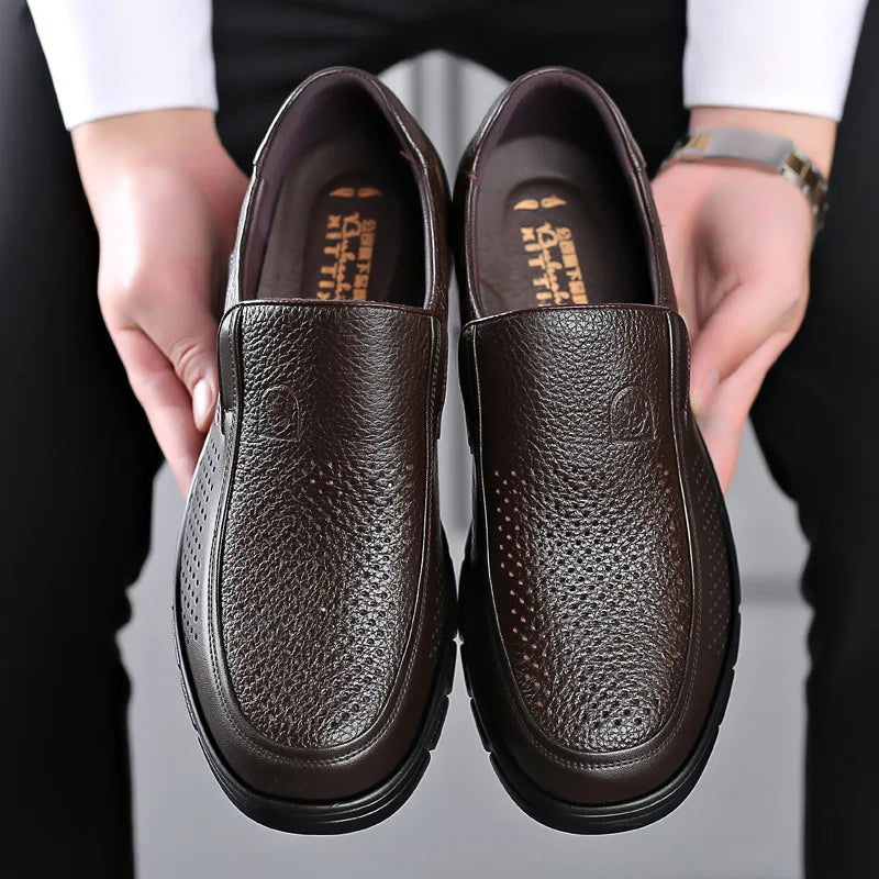 Genuine Leather Handmade Shoes 2023 Casual Shoes For Men Flat Platform Walking Shoe Outdoor Footwear Loafers Breathable Sneakers