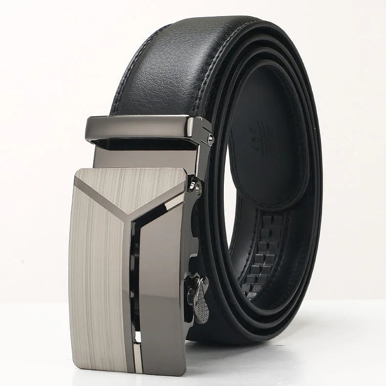 3.5cm New Men's Leather Belt Alloy Automatic Buckle Business Leisure Youth Middle-aged and Elderly Belt Designer Belt for Men