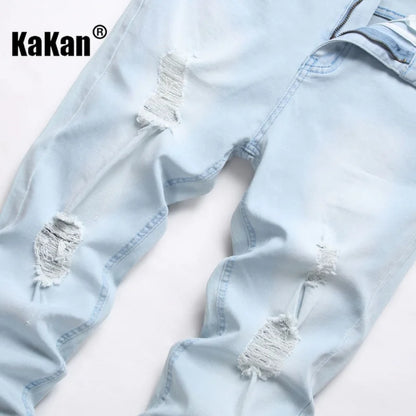 Kakan - New Men's Casual Ripped Jeans In Spring and Autumn, New Youth Slim Elastic Jeans with Small Feet K09-1031