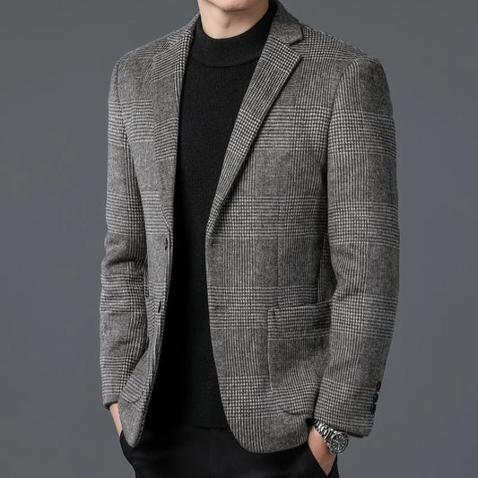 Top Grade Wool Warm Men for Blezer 2025 New Autumn Winter Men Smart Casual Classic Single Breasted Blazer Mujer Brand Clothes