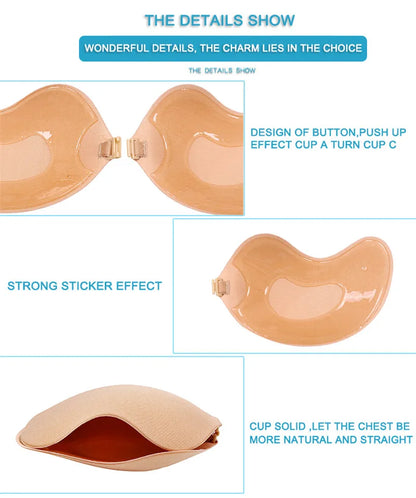 1PC Women's Solid Invisible Nipple Stickers Reusable Invisible Self Adhesive Silicone Bras Stickers Bra Nipple Covers Accessorie