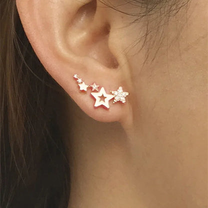 Shiny Star Stud Earrings for Women Elegant Zircon Rhinestone Mini Star Earrring Girls Party Birthday Fashion Jewelry Gifts