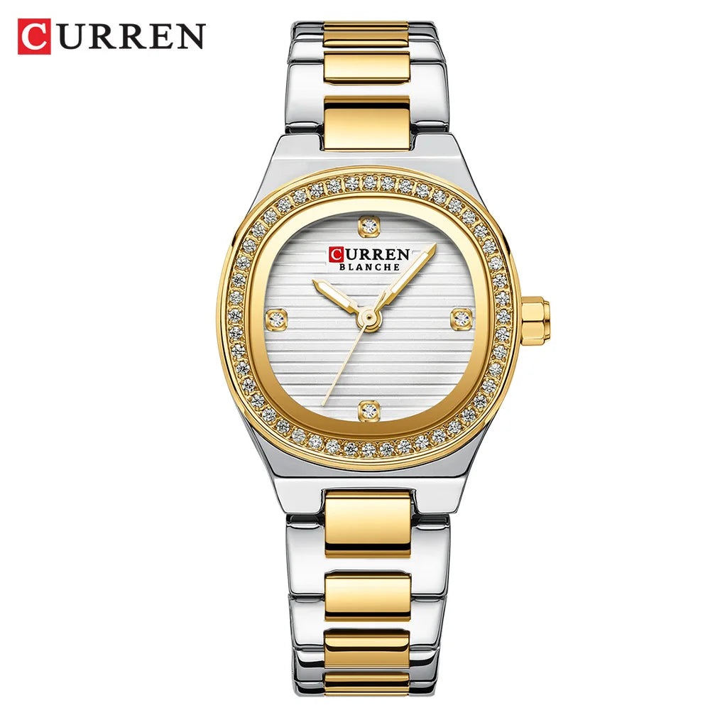 CURREN Round Mini Dial Quartz Watch Ladies Simple Casual Alloy Case Wristwatch Stylish Fashion Gift for Women Montres Femmes