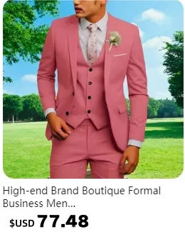 2025 Wedding Groom Suit for Men/Slim Fit 2-Piece(Blazer+pants)Breathable Groom Attire(Free Tie)Best Man, Party, Prom Ropa Hombre