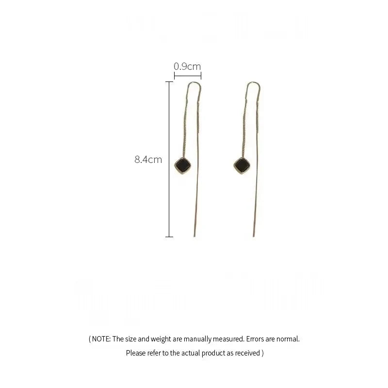 Simple Geometric Square Drop Earring For Women Korean Fashion Gold-color Line Long Tassel Dangle Earrings Party Jewelry Gift