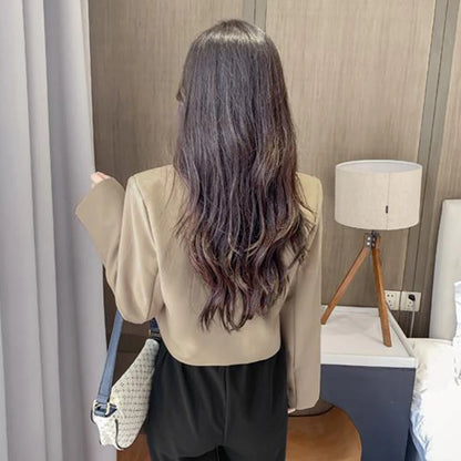 Cropped Blazers for Women 2025 New Korean Fashion Long Sleeve Button Up Suit Jacket Woman Elegant All Match Office Blazer Female