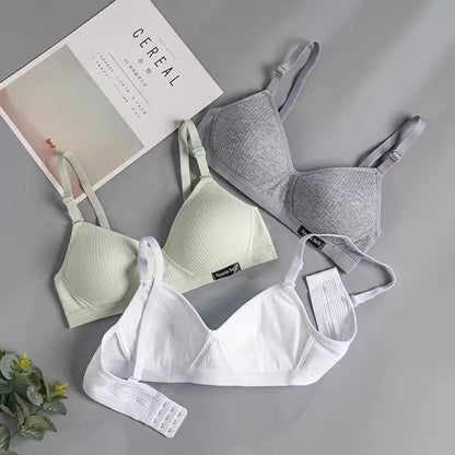 Cotton Women's AB cup Bra Underwear Wireless Gathering ComfortableV-Bra Women's Upward Push Underwear