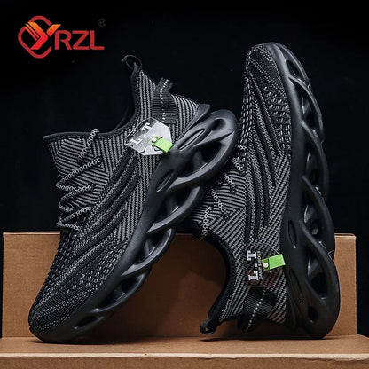 YRZL Men Sports Running Black Jogging Shoes Casual Sneakers Outdoor Breathable Mesh Women Light Shock-absorption Sneakers Men