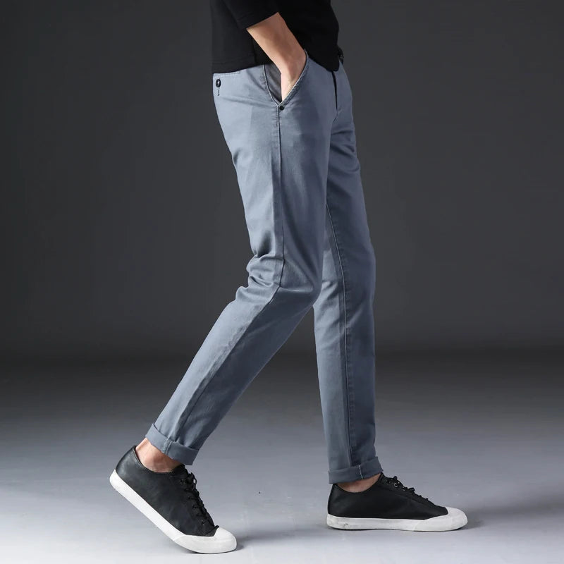 KSTUN 2025 Spring Summer New Casual Pants Men Cotton Slim Fit Chinos Fashion Trousers Male Brand Clothing Basic Mens Pants