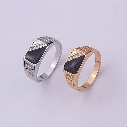 Classic Size 7-12 Good Quality Men Rhineston Jewelry Gold/Silver-Color Black Enamel Male Finger Titanium Stainless Ring