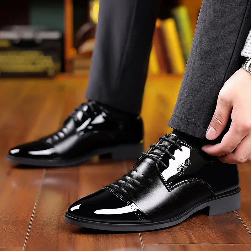 Men Dress Shoes Patent Leather Oxford Shoes Male Formal  Big Size 38-48 Handsome Men Pointed Toe  for Wedding