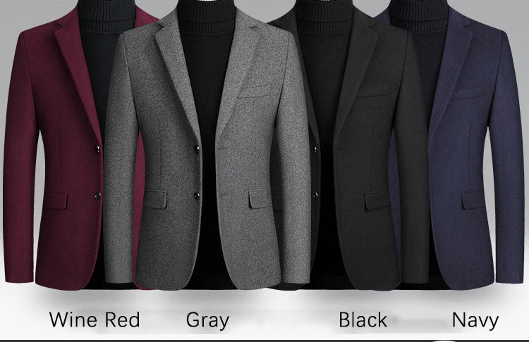 BROWON Brand Business Casual Wool Blazer Men 2025 Autumn and Winter New Solid Men Blazer Regular Fit Long Sleeve Blazers for Men