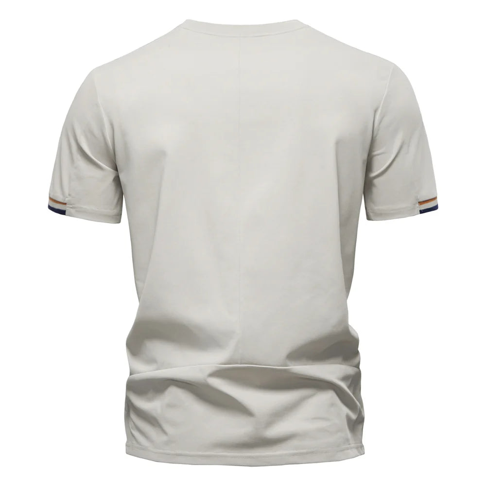 AIOPEAON Mens Solid Color Sporty Round Neck Casual T-Shirt For Stylish Wear High Quality Male Tops Men's T-shirts