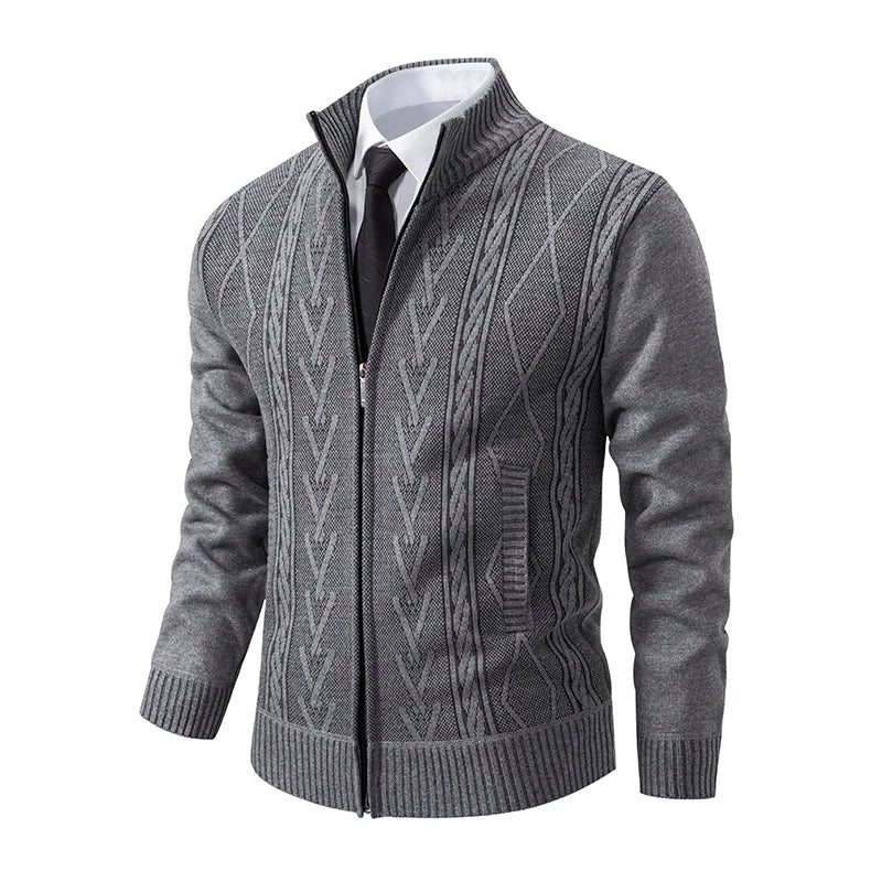 2025 autumn and winter new cashmere padded warm casual men's knitted sweater coat