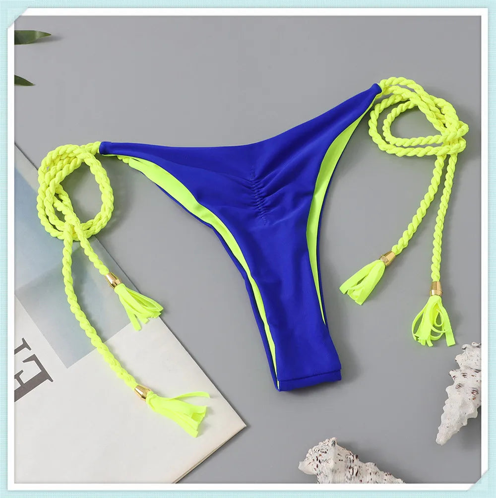 2023 Triangle String Bikini Women Sexy Brazilian Swimsuit Tie Side Thong Swimwear Female Bathing Swimming Suit Summer Beachwear