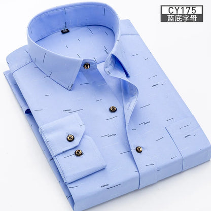 Men's new long sleeve shirt printed casual slim free ironing top Spring and summer trend fashion boy cool comfortable and neat