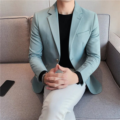 2025 High Quality Solid Single Button Casual Blazer Men's Korean Simple Business Elegant Fashion Party Slim Fit Suit Jacket 4XL