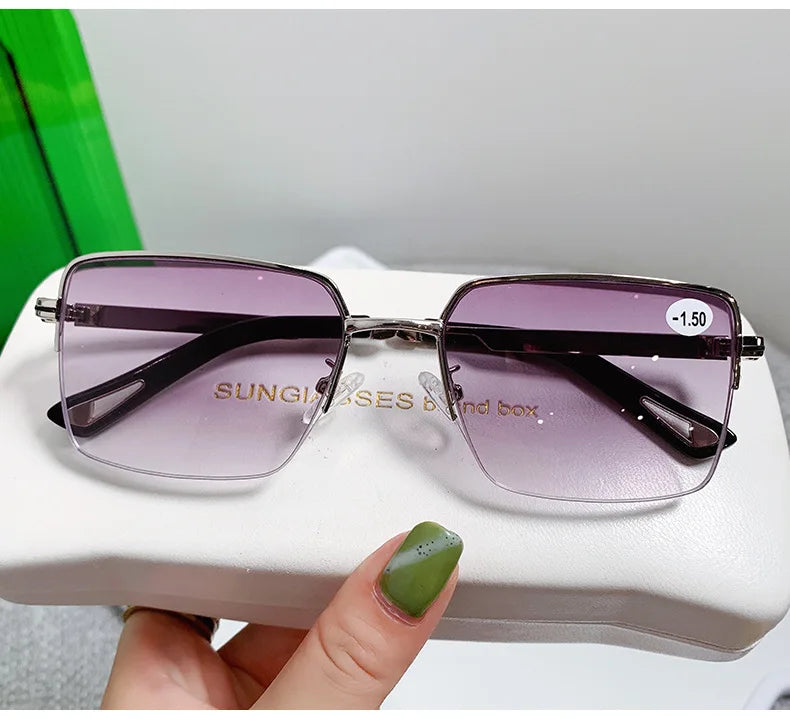 New Myopia Glasses Business Half Frame Anti Blue Light Glasses Man Fashion Myopia Glasses Diopter -1.0 To -4.0