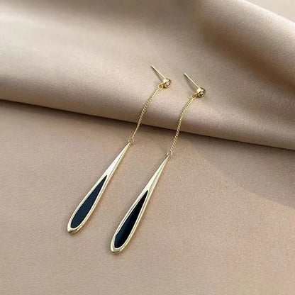 Simple Geometric Square Drop Earring For Women Korean Fashion Gold-color Line Long Tassel Dangle Earrings Party Jewelry Gift