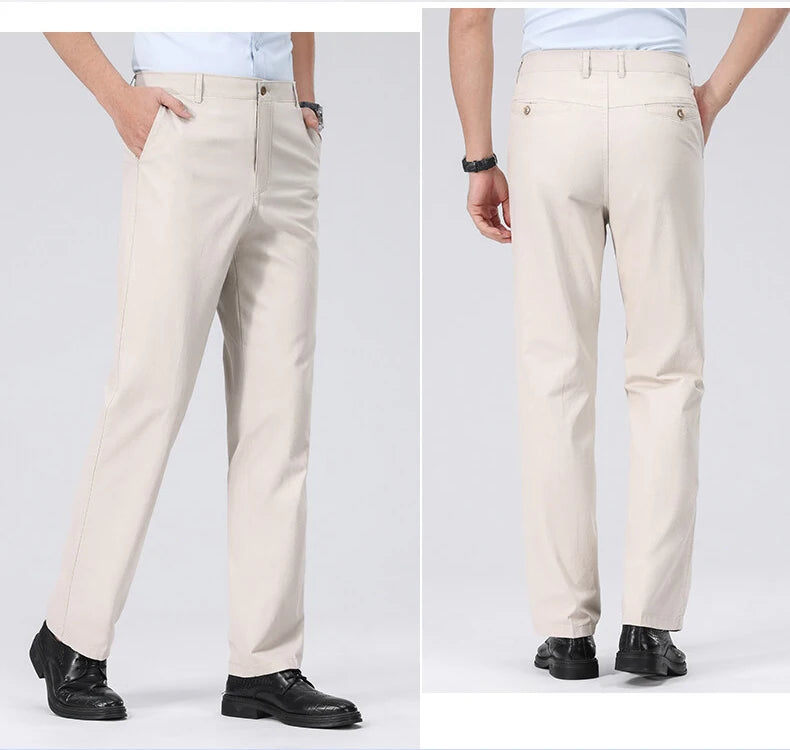 Mens Chino Pants Business Casual Dress Pants Spring Summer Autumn Trousers Lightweight Comfy Pants with Pockets