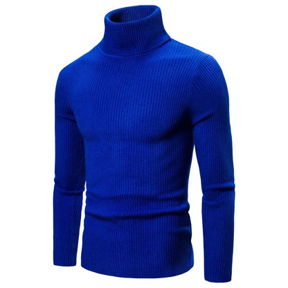 Autumn Winter New Men's Turtleneck Sweater Male Version Casual All-match Long Sleeved Stripes Knitted Sweater Pullover