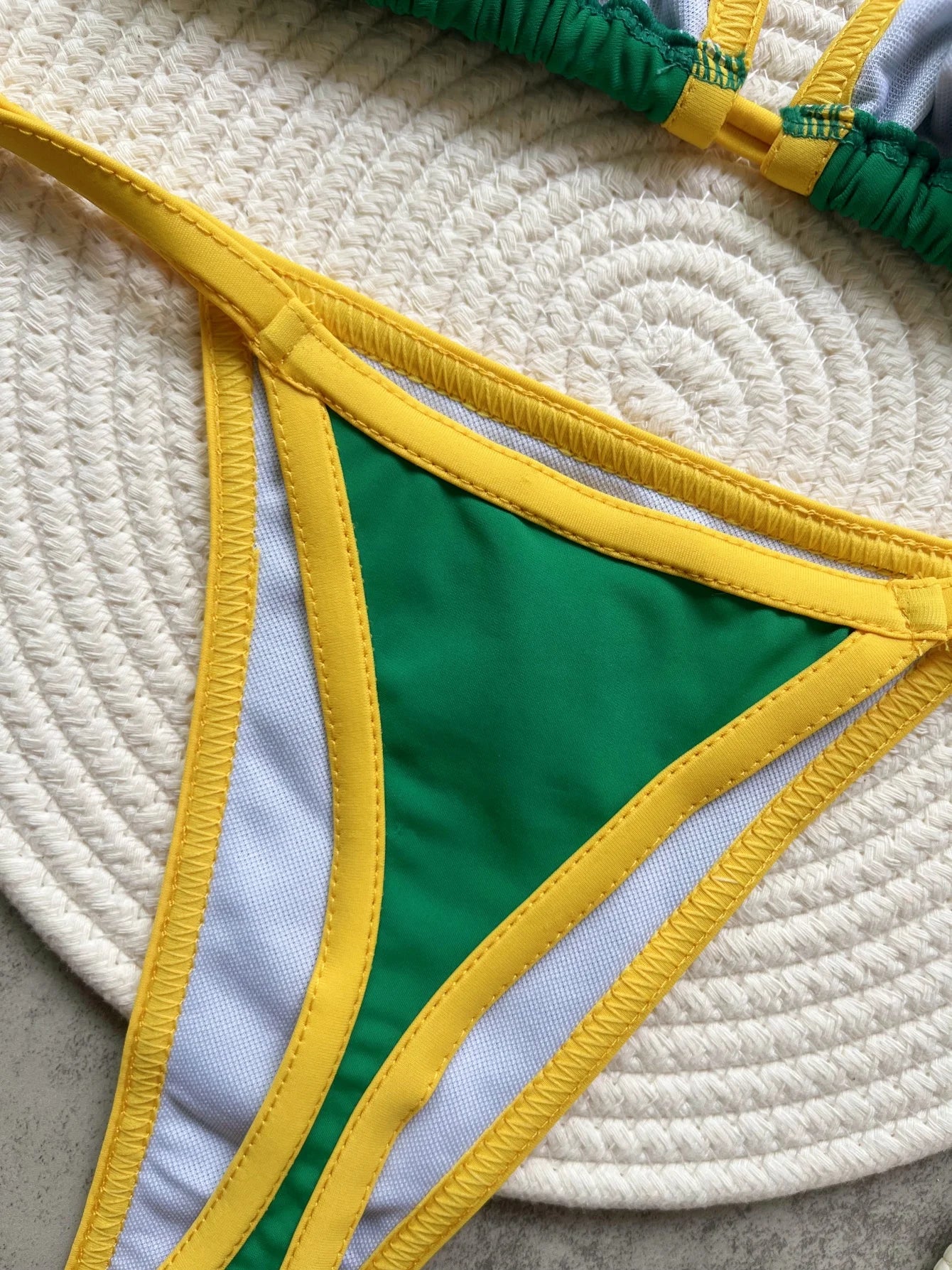 RUOTONSEPT Sexy Embroidery Brasil Flag Contrast Split Bikini Set Women Swimwear Patchwork Swimsuit Hottie Outfit SummerBeachwear