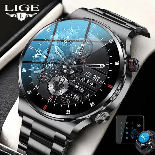 LIGE ECG+PPG Bluetooth Call Smart Watch 2025 Men AMOLED Full Touch Sports NFC Watches Men Smartwatch Waterproof For Android Ios