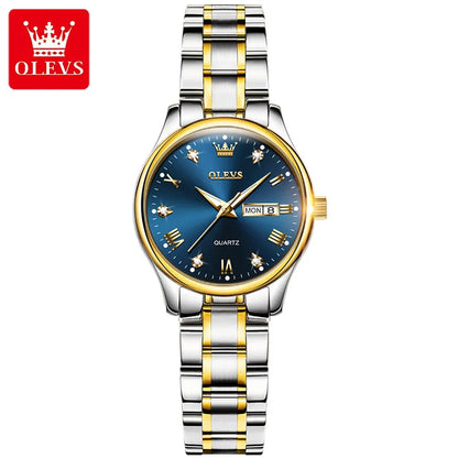 OLEVS Women Wrist Watch Original Watches for Ladies Waterproof Stainless Steel Luxury Quartz Woman Wristwatch Gold Reloj Hombre