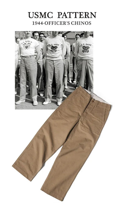 Bronson 1944 USMC Officer Chino Pants Straight-Leg Mens Military Trousers Khakis