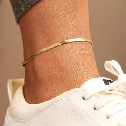 Y2k Stainless Steel Anklet Hip Hop Style Metallic Texture Silvery Snake Bone Chain Women Beach Party Shiny Cool New Jewelry