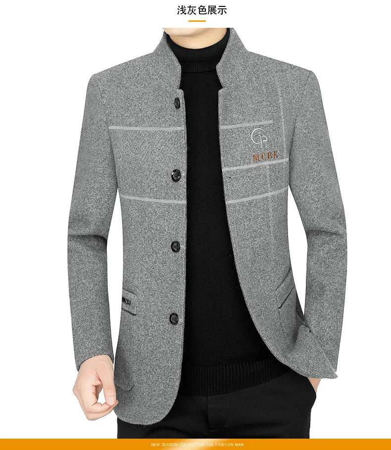 New Men Casual Woolen Blazers Jackets Business Suits Coats Wool Blends Male Autumn Slim Fit Blazers Suits Coats Mens Clothing