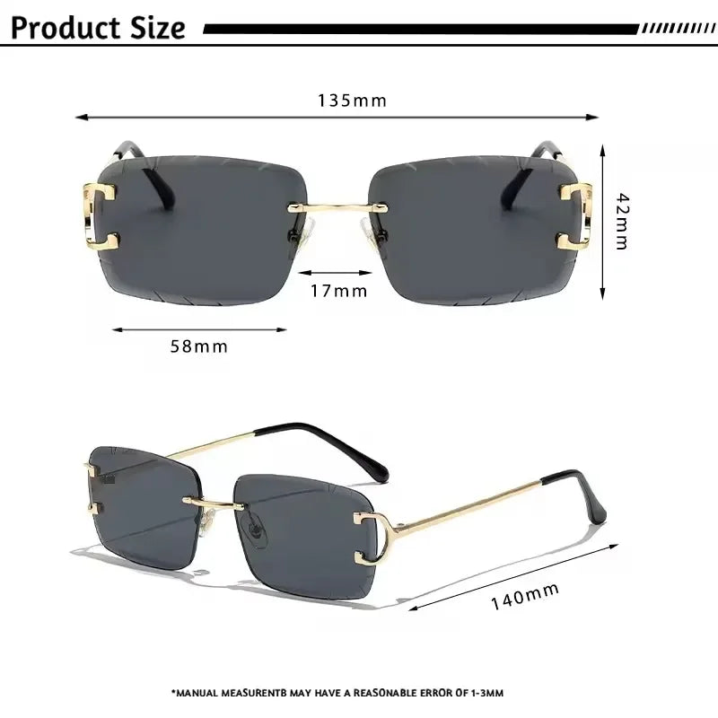 2025 Rimless Square Sunglasses Men Cupronickel Fashion Punk Gradient Sun Glasses Vintage Trendy Small Frame Eyewear UV400