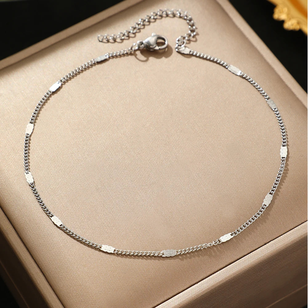 Stainless Steel Anklet New Style Light Luxury Sense of Quality Sequin Chain Fine Delicate Anklet For Women Jewelry Party Gifts