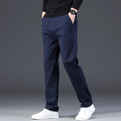 High Quality Men Versatile Casual Pants Fashion Khaki Dark-blue Street Trousers Comfortable Concise Business Straight Leg Pants