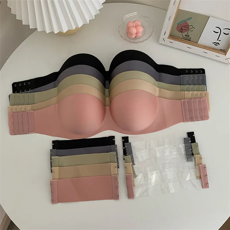 FINETOO Sexy Strapless Bras Women Wireless Bralette Soft Female Underwear Ladies Seamless Bras Invisible Bra With 2pcs Straps