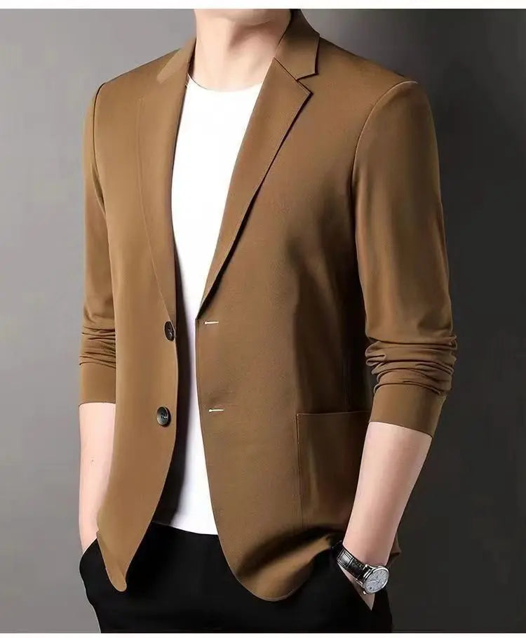 Spring Summer Men Ice Silk Thin Casual Sunscreen Blazer Fashion Casual Male Clothes Long Sleeve Big Size Slim Solid Blazers Coat