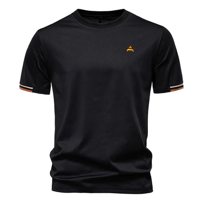 AIOPEAON Mens Solid Color Sporty Round Neck Casual T-Shirt For Stylish Wear High Quality Male Tops Men's T-shirts