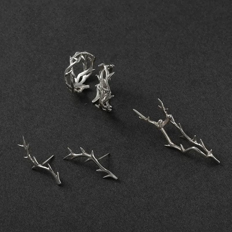 Vintage Ins Style Adherence Men's and Women's Rings with Branches, Thorns, Couples' Ring Gifts, Fashion and Personality Y2k