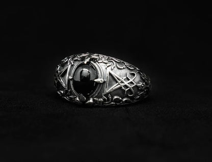 Dropshipping Vintage Sigil Lucifer Rock Ring 316L Stainless Steel Seal of Satan Rings for Men Male Punk Rock Jewelry Gift