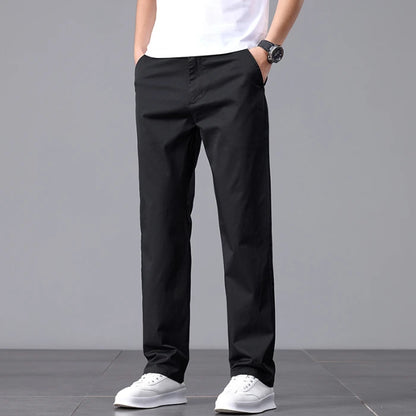 2025 Stretch Men Pants Straight Fit Cotton Golf Trouser Male Spring Summer Formal Dress Office Work Casual Black Navy Blue Khaki