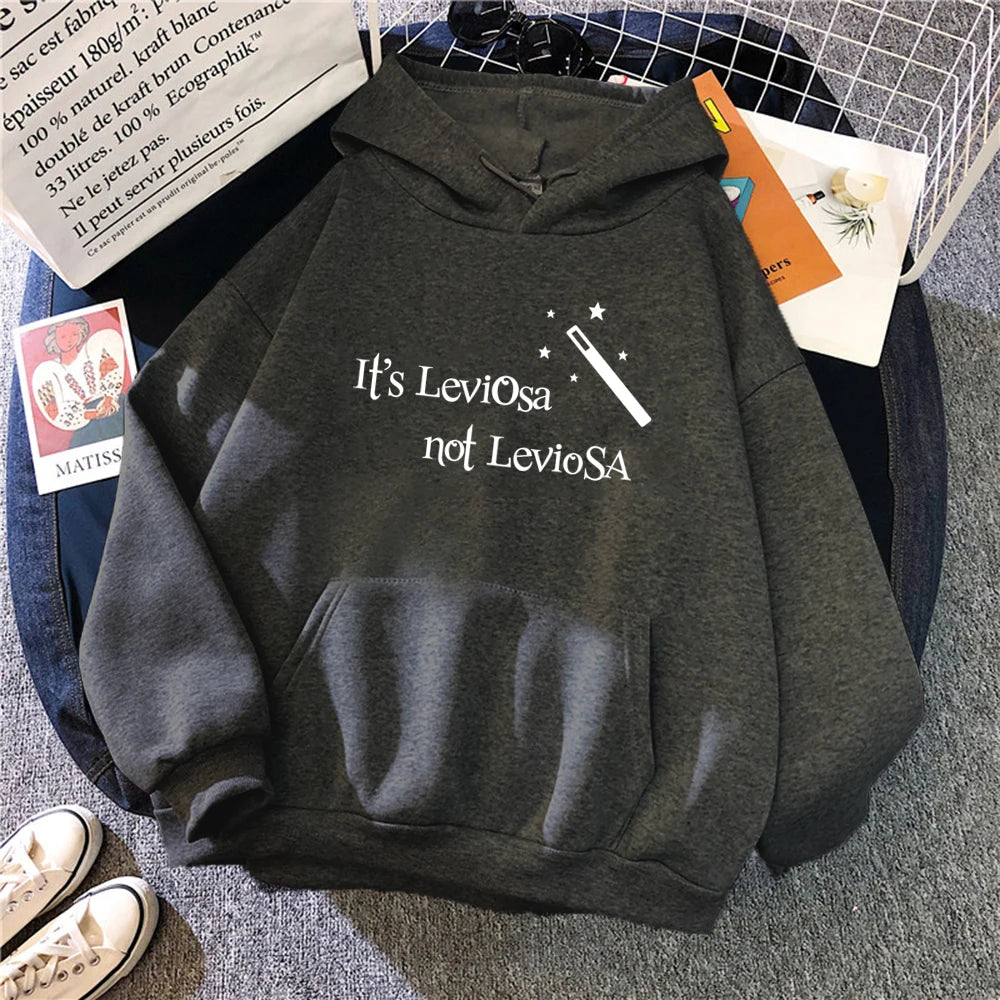 Women Hipster Streetwear Sweatshirts It's Leviosa Magic Hoodie Fashion Funny Sportswear Loose Oversize Clothing Soft Tops Female