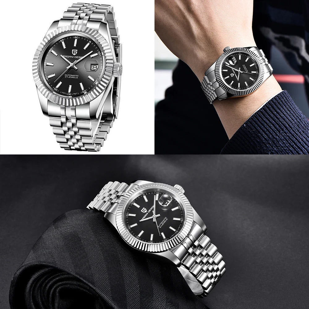 PAGANI DESIGN Men Mechanical Watch Luxury Automatic Watch Sport Stainless Steel 100M Waterproof Watch for Men