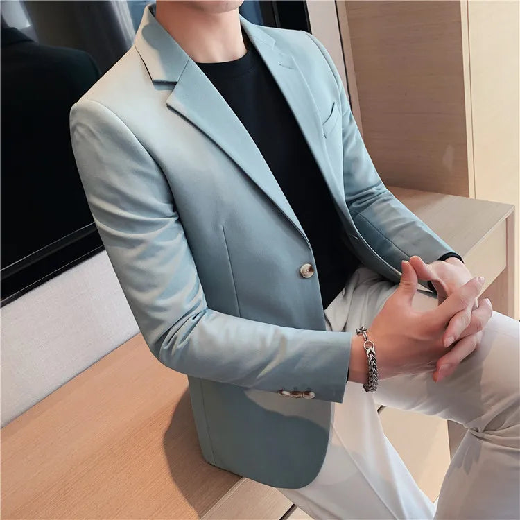 2025 High Quality Solid Single Button Casual Blazer Men's Korean Simple Business Elegant Fashion Party Slim Fit Suit Jacket 4XL