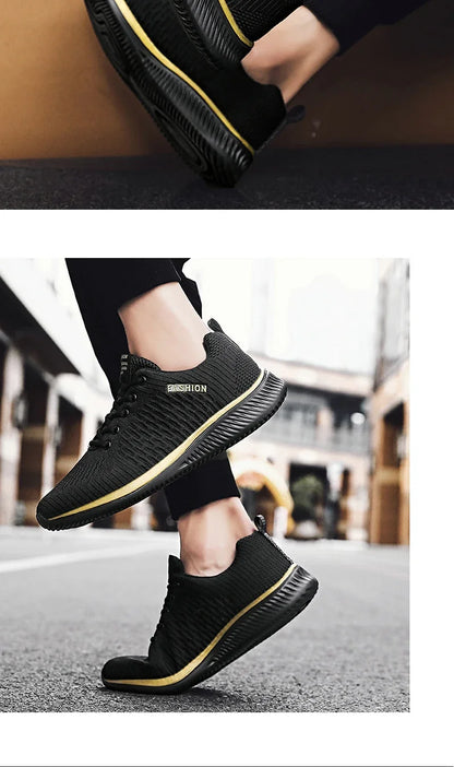 YRZL Sports Shoes for Men Shoes Sneakers Black Shoes Casual Men Knit Sneakers Breathable Athletic Running Walking Gym Shoes