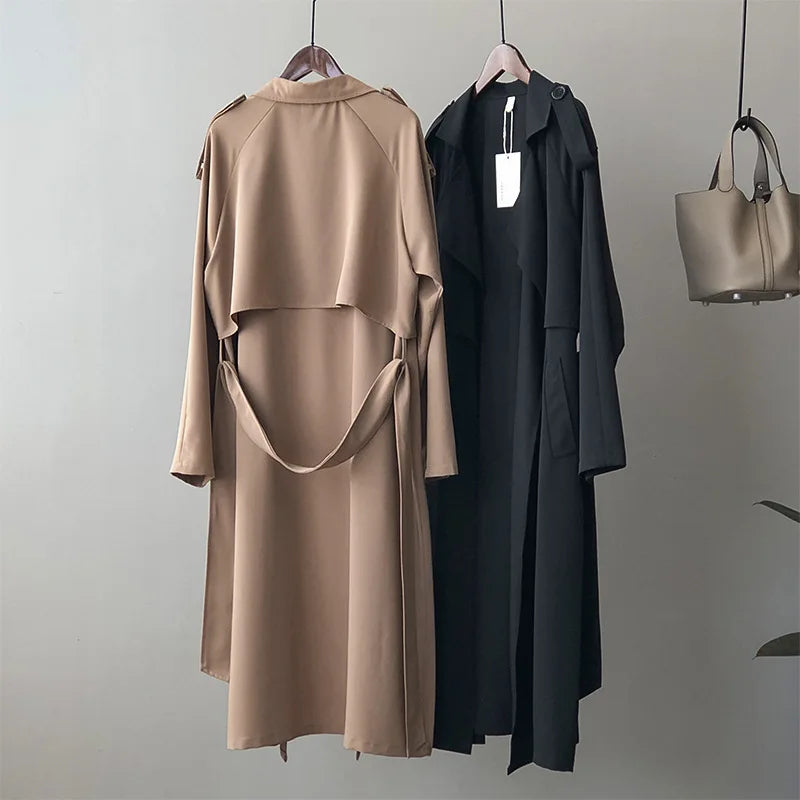 Winter Women Coat Female Trench Jacket Vintage Maxi Classic Long Trench Women Coat Oversize Female Windbreaker Blazers  Coat