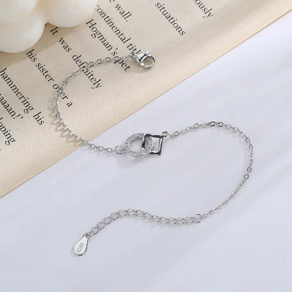 VENTFILLE 925 Sterling Silver Geometric Square Round Bead Bracelet For Women Personality Temperament Simple Hand Jewelry Party