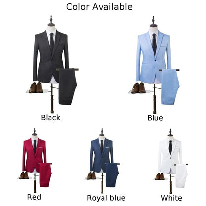 2pcs Coat Pants Men Suit Formal Blazer M~2XL Party Polyester Tuxedos Wedding Business Suit Coat + Pants Comfortable (no shoe)